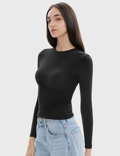 Women's Long Sleeve Shirts Crew Neck Slim Fit Going Out Tops Basic Tees Barely There Collection3