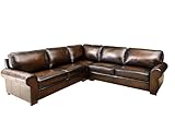 Abbyson Living Premium Top Grain Leather Upholstered Sectional Sofa, Brown