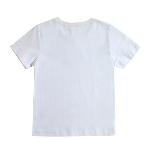 Image of Toddler Girls Shirt Baby Girl Short Sleeve Soft Cotton Graphic T-Shirts Kids Summer Tee Top (US, Age, 3 Years, White-106)