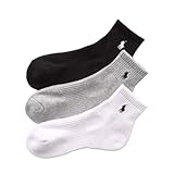 [POLO RALPH LAUREN] 【3足セット】レディース 足底パイル ワンポイント ショートソックス 93246914 23-25cm 04.グレー×ホワイト×ブラック