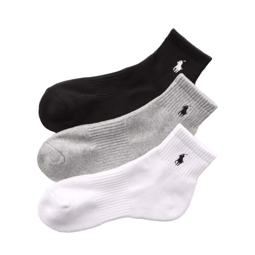 Polo Ralph Lauren 93246914 Womens Socks 3 Pair Set Footed Pile One-Point Short Socks Unisex Adult 04. Gray x White x Black 29-33 US