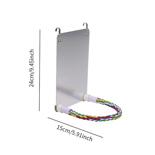 Baoblaze Bird Mirror Toy Interactive Toy Playing Stand Colorful Rope Perch with Perch Pecking Toy for Parakeet Cockatiels Conures