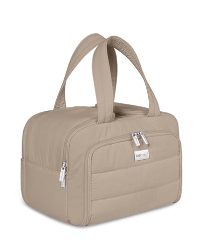 TOPDesign-Travel-Toiletry-Bag-for-Women-Puffer-Large-Toiletry-Bag-Lightweight-Cosmetic-Makeup-Organizer-with-Handle-for-Traveling-Accessories-Essentials-Toiletries-Camel TOPDesign Travel Toiletry Bag for Women, Puffer Large Toiletry Bag, Lightweight Cosmetic Makeup Organizer with Handle for Traveling, Accessories, Essentials, Toiletries (Camel) - Image 1