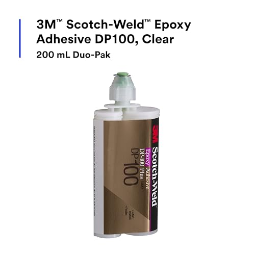 Image of 3M Scotch-Weld Epoxy Adhesive DP100, Clear, Two-Part Fast Cure Rigid Epoxy, High Shear Strength, High-Flow, Low Viscosity, Self-Leveling, 200 mL (6.76 fl oz) Duo-Pak