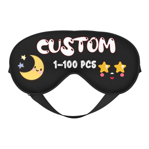 Custom Sleep Mask Add Your Design for Men & Women Personalized Eye Mask with Your Text Logo Image Customized Masks for Gifts Black