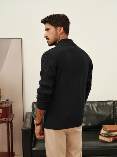 PJ PAUL JONES Mens Cardigan Sweater Cable Knit Sweaters Shawl Collar Texture Solid Cardigans3