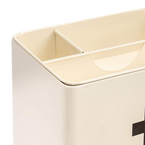 31nvMDjmrIL Harbour Housewares Industrial First Aid Box - Vintage Style 2-Tier Steel Medicine Storage Organiser - Cream - Image 5