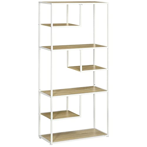 HOMCOM Bibliothèque étagère de Rangement à 7 Niveaux Cadre en Acier Style Industriel pour Salon Chambre Cuisine - 83 x 34 x 180 cm