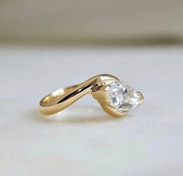 2 Ct Marquise Cut Moissanite Diamond Engagement Ring,14 Kt Gold Plated,Wedding Ring For Women,Gift For her,Size 3-13.
