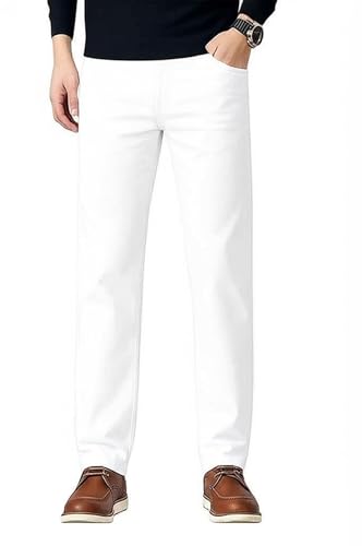 Ben Martin Men's Smart Fit Stretchable Jeans || White Mid-Rise Denim Pants with Whisker Wash || Premium Casual Wear Jean for Men || 5 Pocket Jean's for Men's  Size 34 (1)