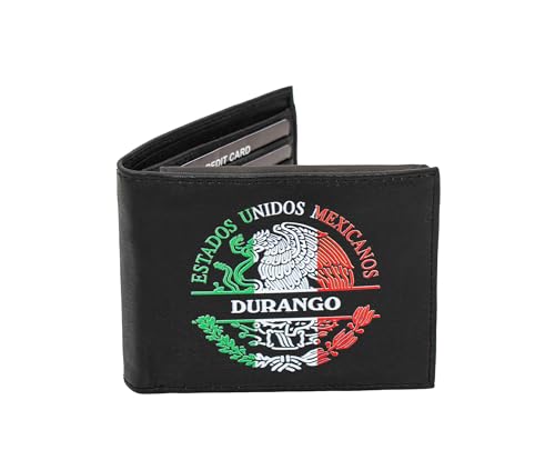 Men Printed Mexico Durango State Real Leather Wallet Cartera de piel Bordada Estados Billetera