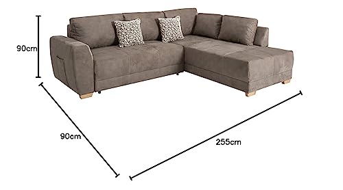 Riess Ambiente Moderne Wohnlandschaft Norway Taupe Schlafsofa inkl. Kissen Schlafcouch Sofa – Bild 4