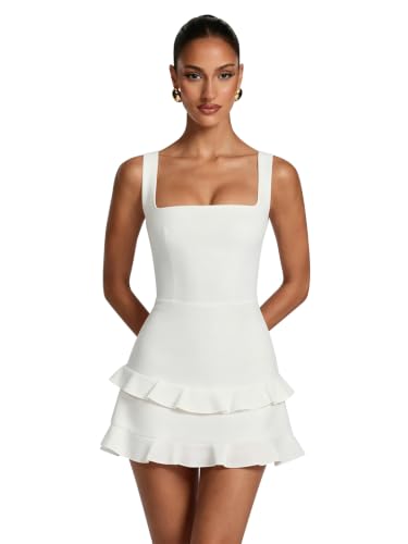 Sougoue Satin Short Homecoming Dress Corset Mini Tiered White Grad 6