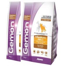 Gemon 15kg Mangime per Cani con 80 Strappi di Nutri Poop Sacchetti Igienici per Cani (2 Sacchi Medium Adult Pollo)