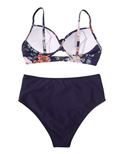 RXRXCOCO High Waisted Bikini Set Push Up Bikini Top with Tummy Control and Padded Cups - Image 5