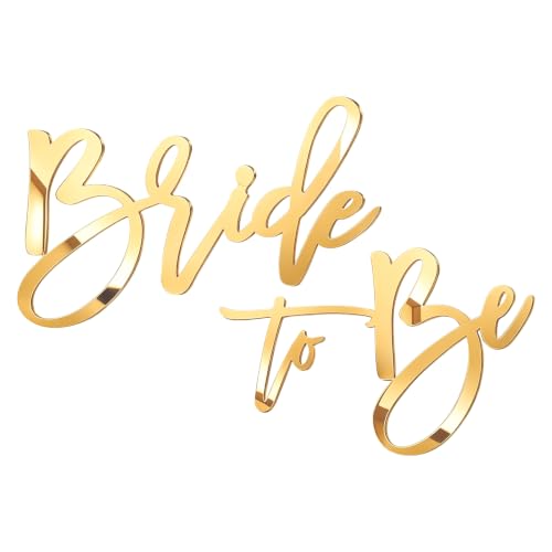Image of Acrylic Bride to Be Sign, Mirrored Letters for Bridal Shower Backdrop Balloon Arch, Bachelorette Party Decorations, Bridal Engagement Wedding - Gold