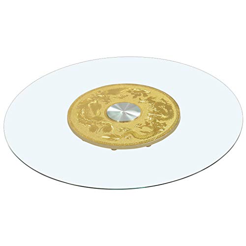 Even Heavy-Duty Tempered Glass Lazy Susan Round Turntable Countertop Dining Table Rotating Tray Restaurant Service Board Color Dragon and Phoenix