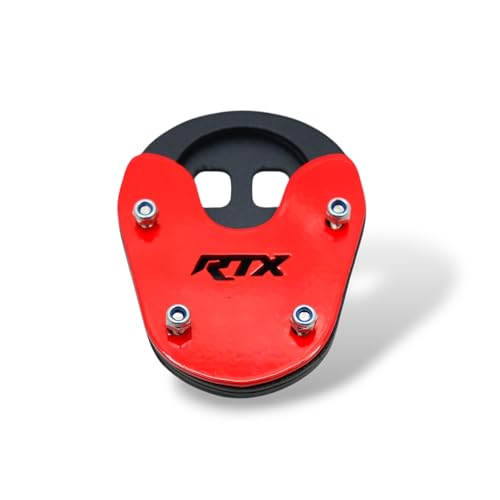Image of Apache RTX 300 Heavy Metal Side Stand Extender Red Metal Plate Includes Mounting Bolts and Washers Stand Pad Holder Parking Support & Stability Compatible for TVS Apache RTX 300