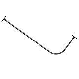 PrettyHome L Shapaed Bathroom Bathtub Corner Shower Curtain Rod Large Space 28"x68",Black Finished