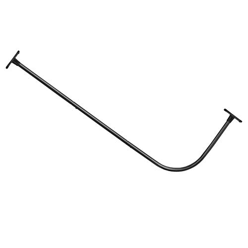 Prettyhome L Shapaed Bathroom Bathtub Corner Shower Curtain Rod Large Space 28"X68",Black Finished #TOP13