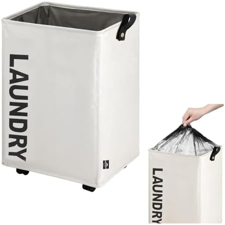 Cesta Para Ropa Sucias Con Patas Plegables - 60x40x60 Cm, Automático, Apilable, Color Blanco, Resistente