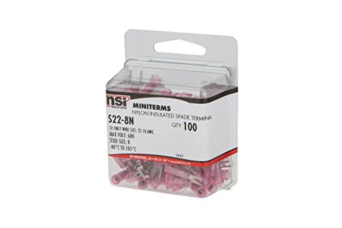 Terminal de espada aislado de nylon terminales de horquilla 22-18 AWG perno 8 4