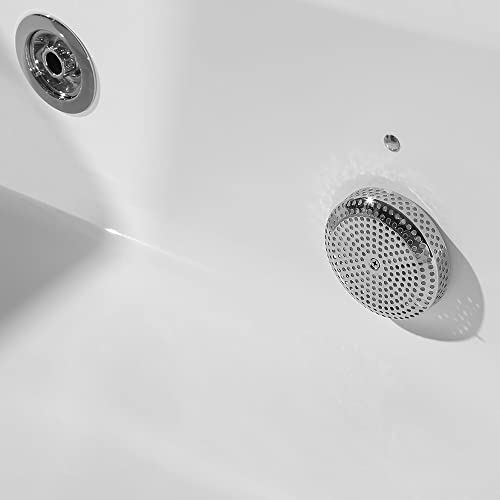 Close-up of the bathtub drain and overflow