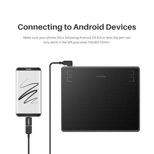 Image of HUION HS64 Drawing Tablet, 6.3 x 4 inch with 16384 Pressure Sensitivity Battery-Free Pen & Tilt Support, for Digital Art, Painting & Design, Compatible with Windows, Mac, Android & Linux