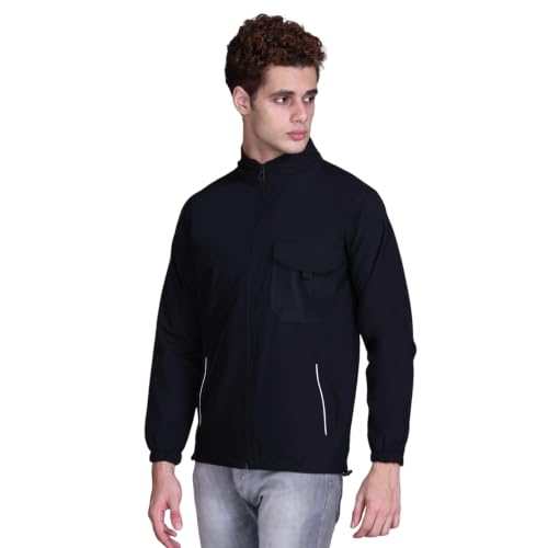 Image of TFA Mens Windcheater Jacket |Zip Closure| Sports Wear| Water Resistant |Rainy Season | Reflector