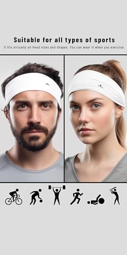 Image of Duwoni Sports Headbands for Men, Moisture Wicking Workout Headband, Sweatband Headbands for Running,Cycling,Football,Yoga,Tennis,Hiking,Hairband for Women and Men