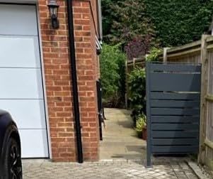 DWD Single Wheelie Bin Hideaway 120L, 240L Bin Privacy Screen Steel Powdercoated Matt Grey RAL7016 Anthracite Slatted Panels 1 Section add Together Make Your own Outdoor Fence Panel Size 130CM X 75CM