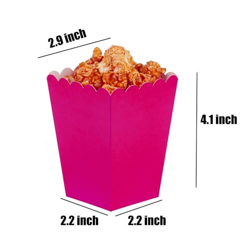 Image of Hot Pink Popcorn Boxes Mini Pack of 12, Paper Popcorn Container for Birthday Party, Graduation, Wedding, Carnival, Movie Night