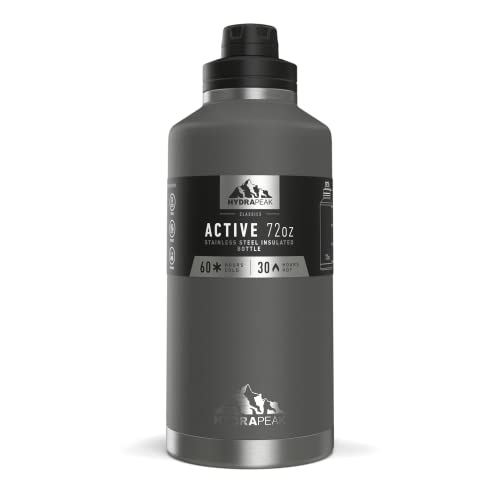Hydrapeak 72 Oz Insulated Water Bottle - Large Stainless Steel Double Wall Vacuum Insulated Water Jug, Leak Proof & Spill Proof | 60 Hours Cold, 30 Hours Hot (Graphite) #TOP2