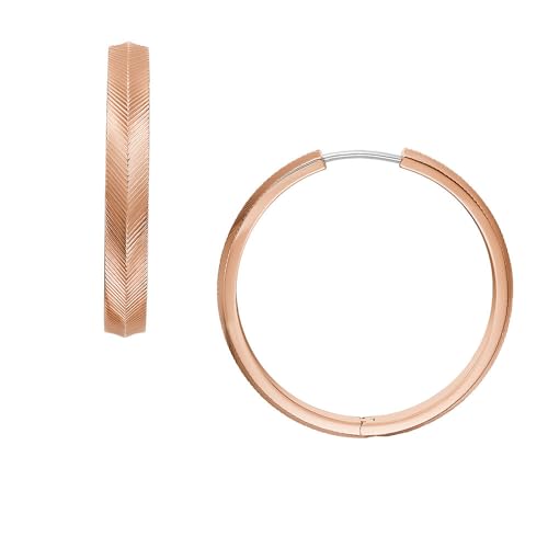 Fossil Creolen-Ohrringe Harlow Linear Texture für Damen Edelstahl roségoldfarben, JF04664791