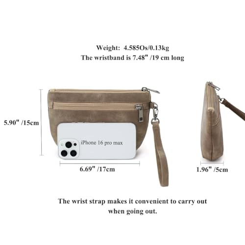 Image of Small Wristlet Wallets for Women, Zip Clutch Bag with Wristlet Pouch, 3-Zipper Original Design