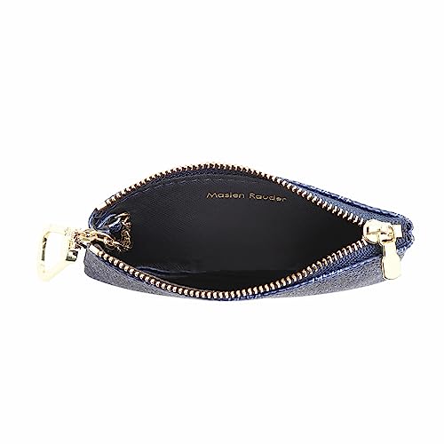 Luxury Zip Key Chain Pouch | Mini Coin Purse Wallet Card Holder with Clasp | for Men Women (Navy)2