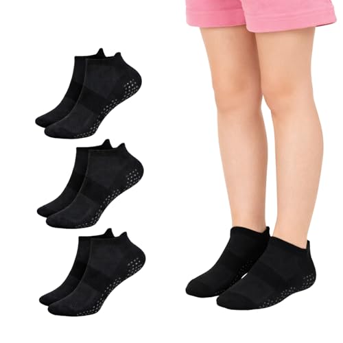 A2Z 4 Kids Girls Trainer Yoga Socks Pack of 3 Comfortable Mesh - Socks AZ108 Black 3 Pack 11-14 (4-5.5)