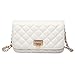 Women Leather Shoulder Bag Fashion Clutch Handbag Quilted Designer Crossbody Bag with Chain Strap (White)