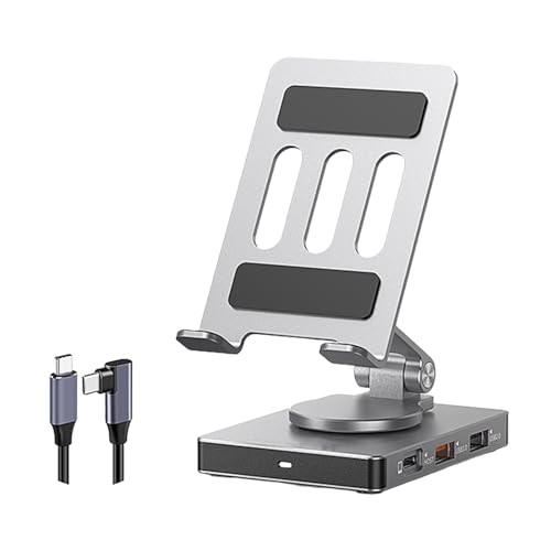 Adattatore multiplo pieghevole USB C con supporto per telefono girevole 5Gbps 100W Ricarica Dock Station in alluminio Hub USB C