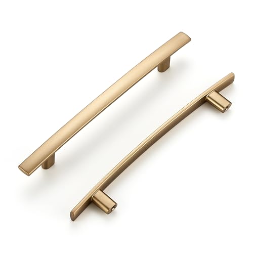 Image of Ravinte 20 Pack Cabinet Handles Champagne Bronze Cabinet Pulls Kitchen Cabinet Handles,Curved Drawer Pulls in 7-1 /4 Inch Length with 5 Inch Hole Center Arch Kitchen Cabinet Hardware