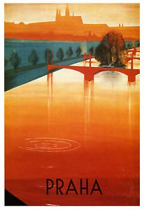 VLTAVA River,Prague - Praha - Vintage 1937 Art