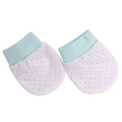 aaSccex Guantes de bebé para niñas de 06 meses, manoplas de algodón para arañazos, 1 par de bufandas, bufanda de contador, verde, Talla única