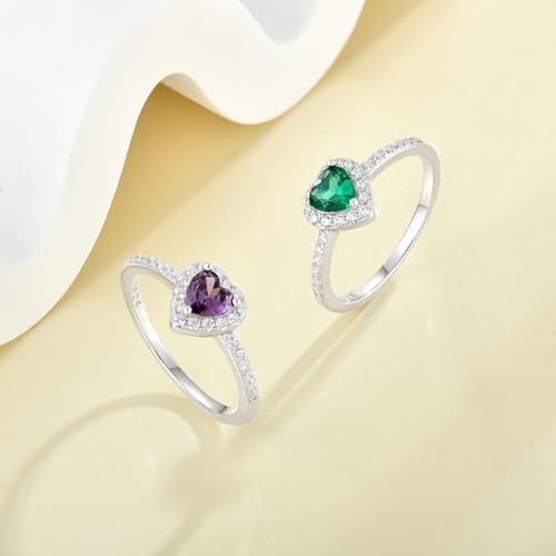 YL 925 Sterling Silver Engagement Rings Halo Love Heart Band Heart Cut 5MM Birthstone Jewelry for Women4