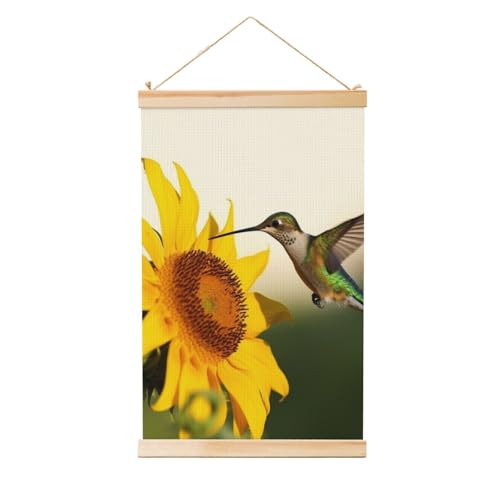 Peinture murale colibri pour habiller un grand mur vide sans cadre lourd
