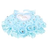 UPKOCH Caja para Anillos de Boda Forma de Corazón y Rosa Almohada para Anillo de Novia Rhinestone y Plástico Soporte Elegante en Bodas