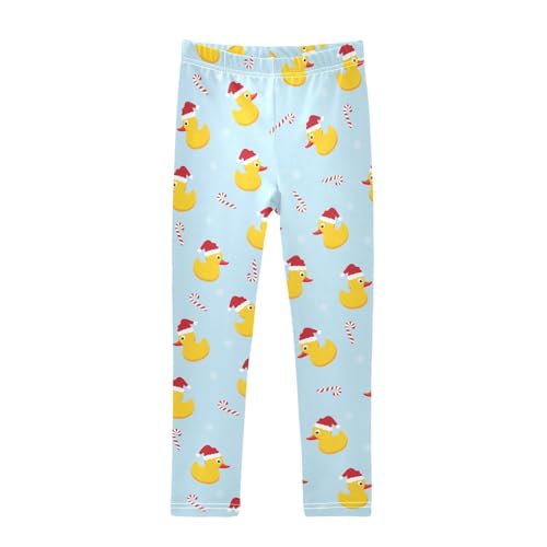 Girls Leggings Yellow Rubber Duck Wearing Santa Hat Toddler Girls Clothes Leggings for Girls Toddler Girls Leggings 3-4T