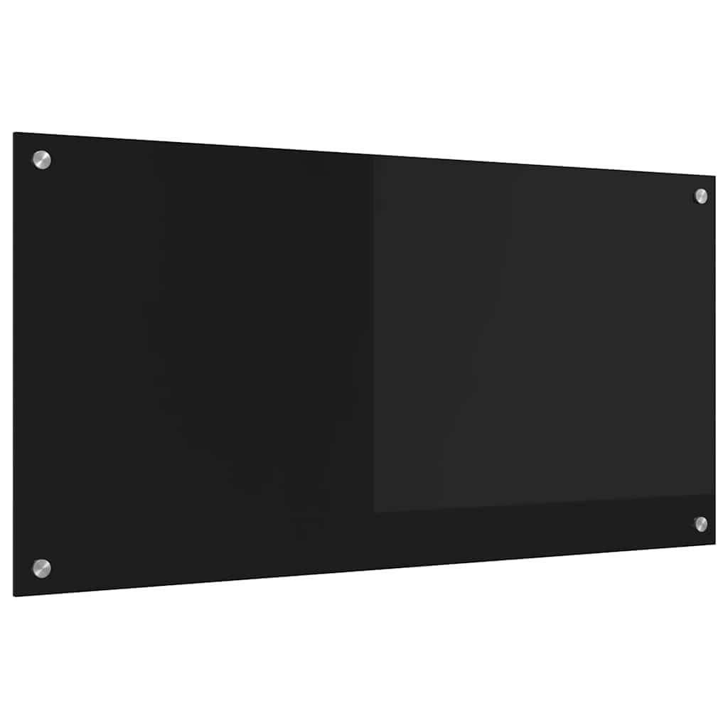 vidaXL Kitchen Backsplash Black 100 x 50 cm Tempered Glass, Stylish Kitchen Design: Durable Glass Backsplash, Heat-Resistant Wall, Modern Culinary Aesthetic for Home Renovation