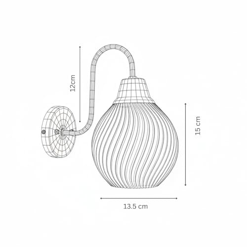 Image of Wall Lamp for Living Room | Wall Light Bedroom, Wall Decor with 7-INCH Unbreakable Polycarbonate Lampshade and Metal Fitting(with Bulb) (Dune)