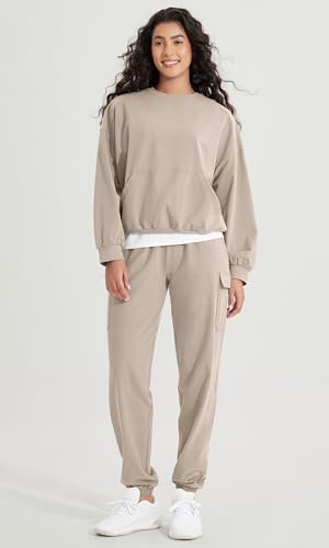 ODODOS Cargo Jogger Pants for Women Purevibe Cotton Mid Waist Track Cuff Lounge Sweatpant with Pockets2