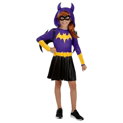 Funidelia | Disfraz Batgirl Superhero Girls DC para niña Barbara Gordon, Superhéroes, DC Comics - Disfraces para niños, accesorios para Fiestas, Carnaval y Halloween - Talla 5-6 años - Morado